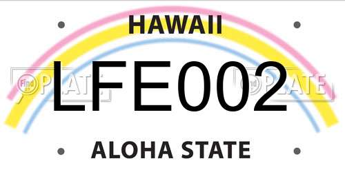 LFE002 Hawaii License Plate