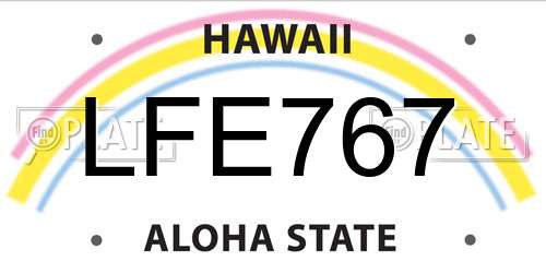 LFE767 Hawaii License Plate