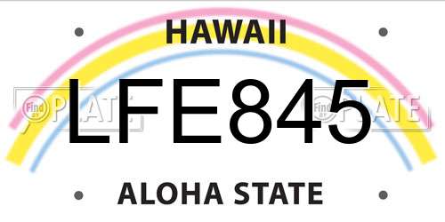 LFE845 Hawaii License Plate