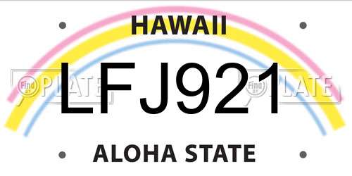 LFJ921 Hawaii License Plate