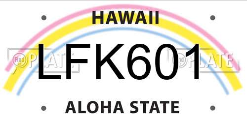 LFK601 Hawaii License Plate