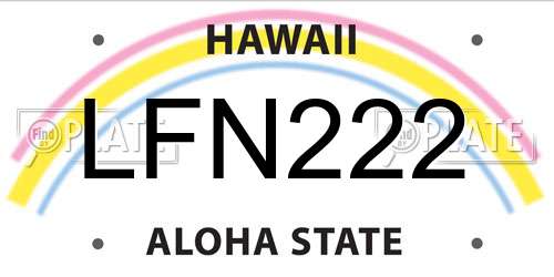 LFN222 Hawaii License Plate