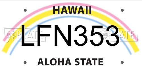LFN353 Hawaii License Plate