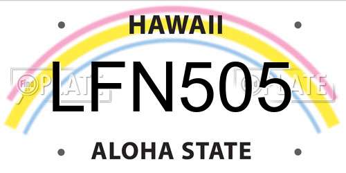 LFN505 Hawaii License Plate