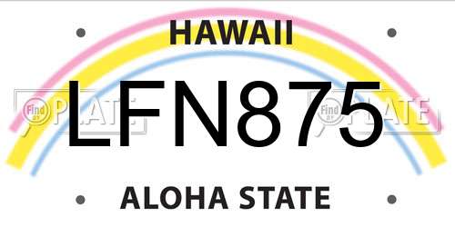 LFN875 Hawaii License Plate