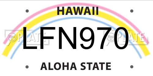 LFN970 Hawaii License Plate