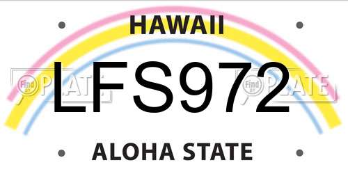 LFS972 Hawaii License Plate