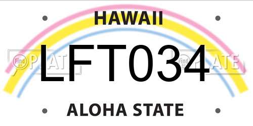 LFT034 Hawaii License Plate
