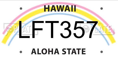 LFT357 Hawaii License Plate