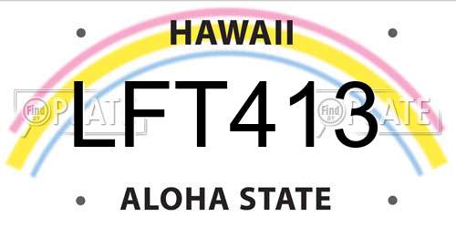 LFT413 Hawaii License Plate