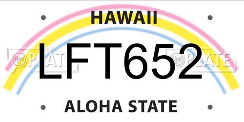 LFT652 Hawaii License Plate
