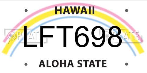 LFT698 Hawaii License Plate