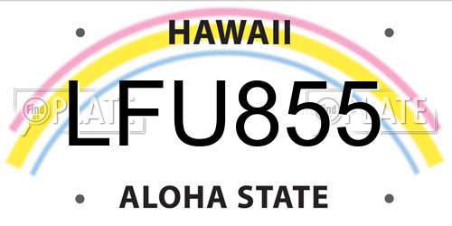 LFU855 Hawaii License Plate