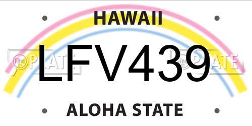 LFV439 Hawaii License Plate