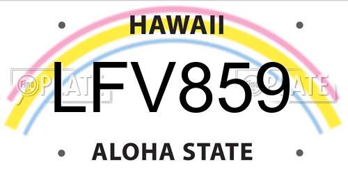 LFV859 Hawaii License Plate