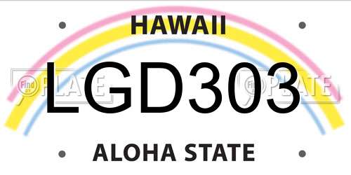 LGD303 Hawaii License Plate