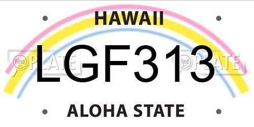 LGF313 Hawaii License Plate