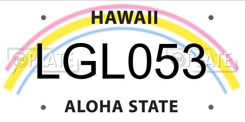LGL053 Hawaii License Plate