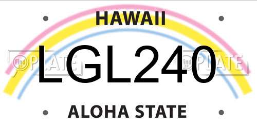 LGL240 Hawaii License Plate