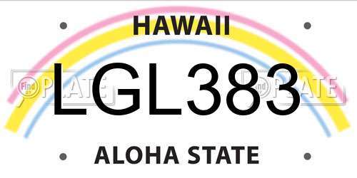 LGL383 Hawaii License Plate