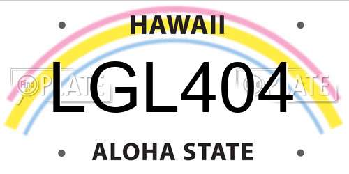 LGL404 Hawaii License Plate