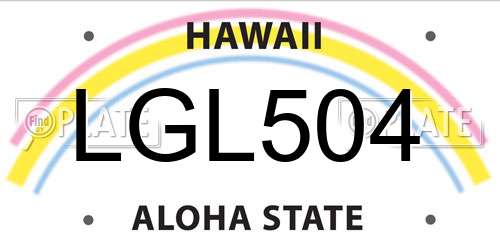 LGL504 Hawaii License Plate