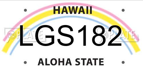 LGS182 Hawaii License Plate