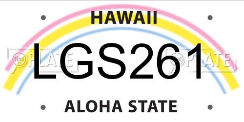 LGS261 Hawaii License Plate