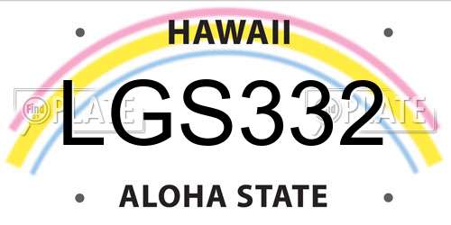 LGS332 Hawaii License Plate
