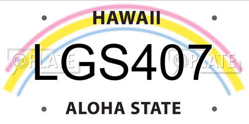 LGS407 Hawaii License Plate