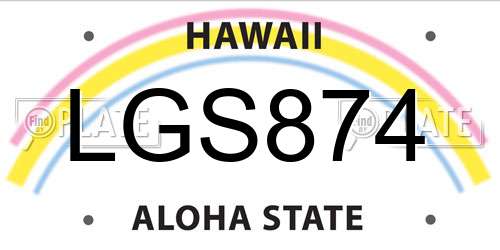 LGS874 Hawaii License Plate