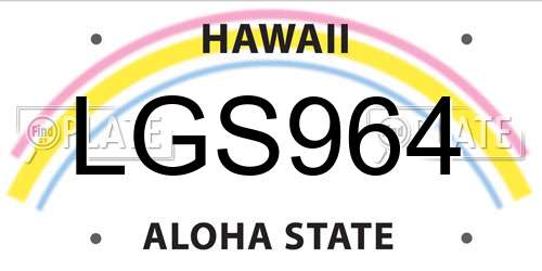 LGS964 Hawaii License Plate