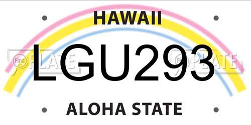 LGU293 Hawaii License Plate