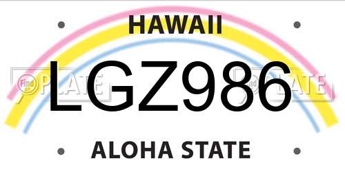 LGZ986 Hawaii License Plate