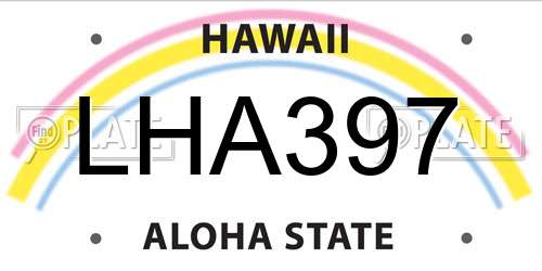 LHA397 Hawaii License Plate
