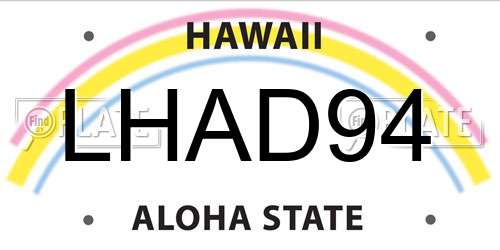 LHAD94 Hawaii License Plate