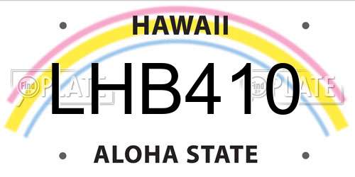 LHB410 Hawaii License Plate