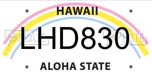 LHD830 Hawaii License Plate