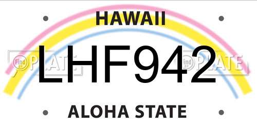 LHF942 Hawaii License Plate
