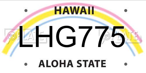 LHG775 Hawaii License Plate