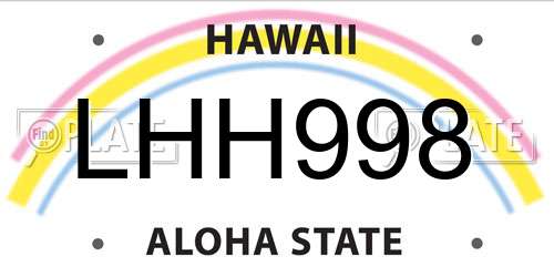 LHH998 Hawaii License Plate