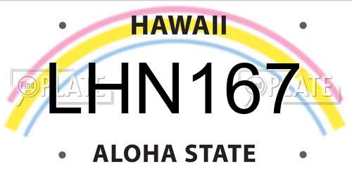 LHN167 Hawaii License Plate
