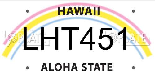 LHT451 Hawaii License Plate