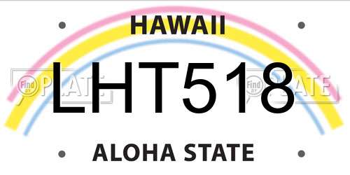 LHT518 Hawaii License Plate