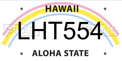LHT554 Hawaii License Plate