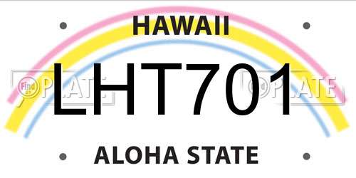 LHT701 Hawaii License Plate