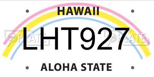 LHT927 Hawaii License Plate