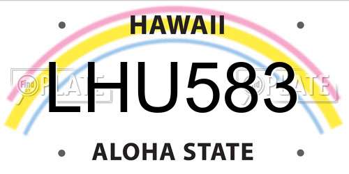 LHU583 Hawaii License Plate