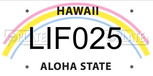 LIF025 Hawaii License Plate