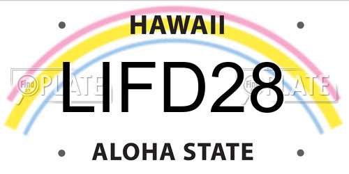 LIFD28 Hawaii License Plate